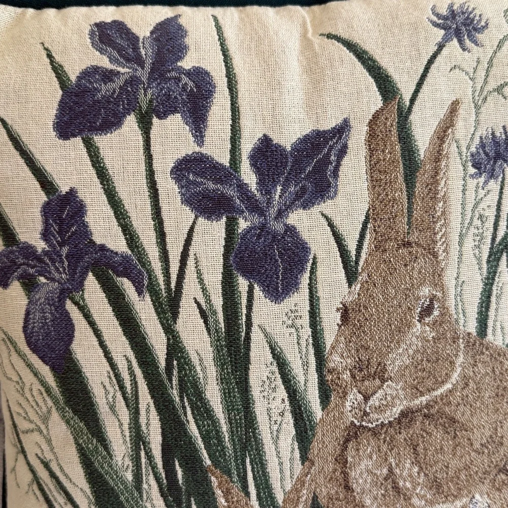 Riverdale Vintage Bunnies Rabbit Tapestry Pillow - Easter - Spring - Iris - USA